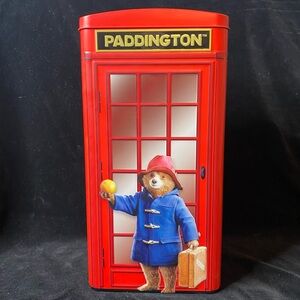 EUC 2024 Paddington Bear Red Telephone Booth Popcorn Bucket Lidded Tin